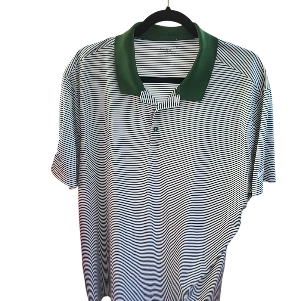 Nike Green and White Polo Shirt